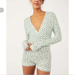 NWT Free People romper sleep lounge wear tiny floral very soft XS LONG sleeve‎